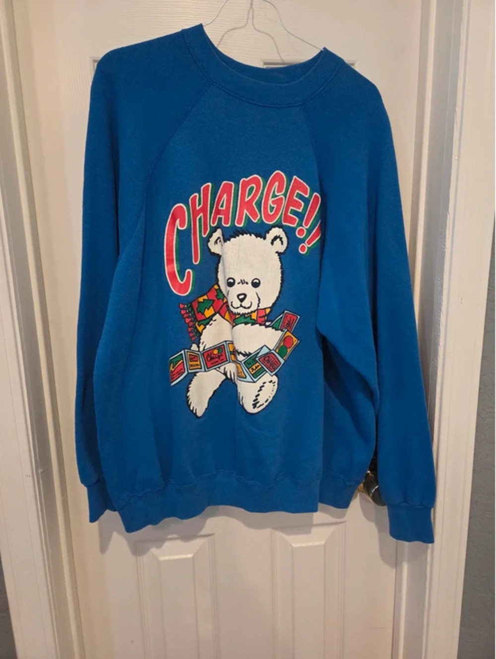 VTG 1980s Charge!! Bear Funny Humor 80s Crewneck Pullover Sweatshirt